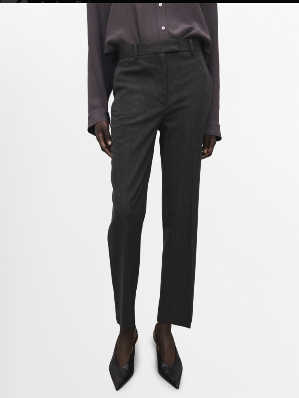 Mango Navy Blue Pinstripe Pants Trousers Size 4 Small